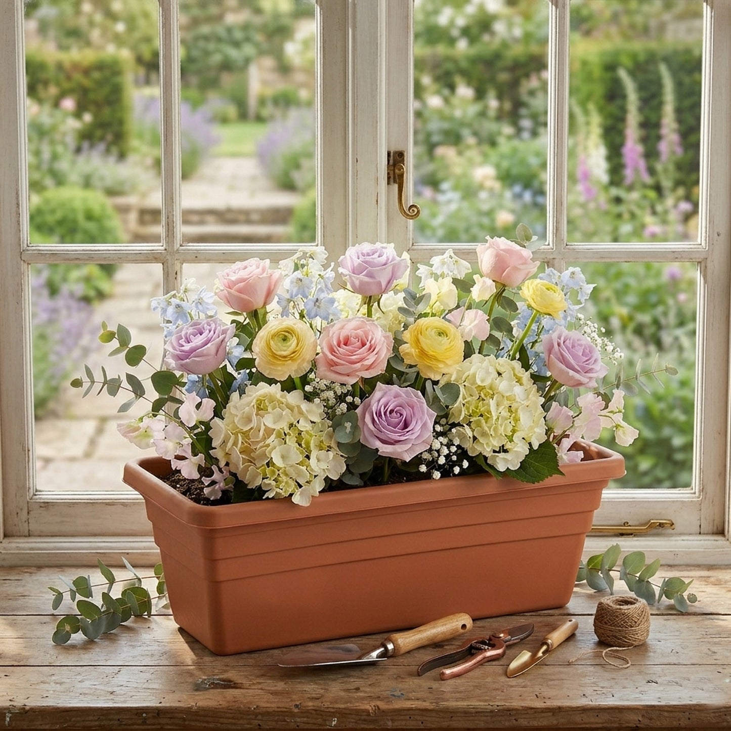 50cm Ascot Brown Beautiful Indoor & Outdoor Long Trough Garden Planters