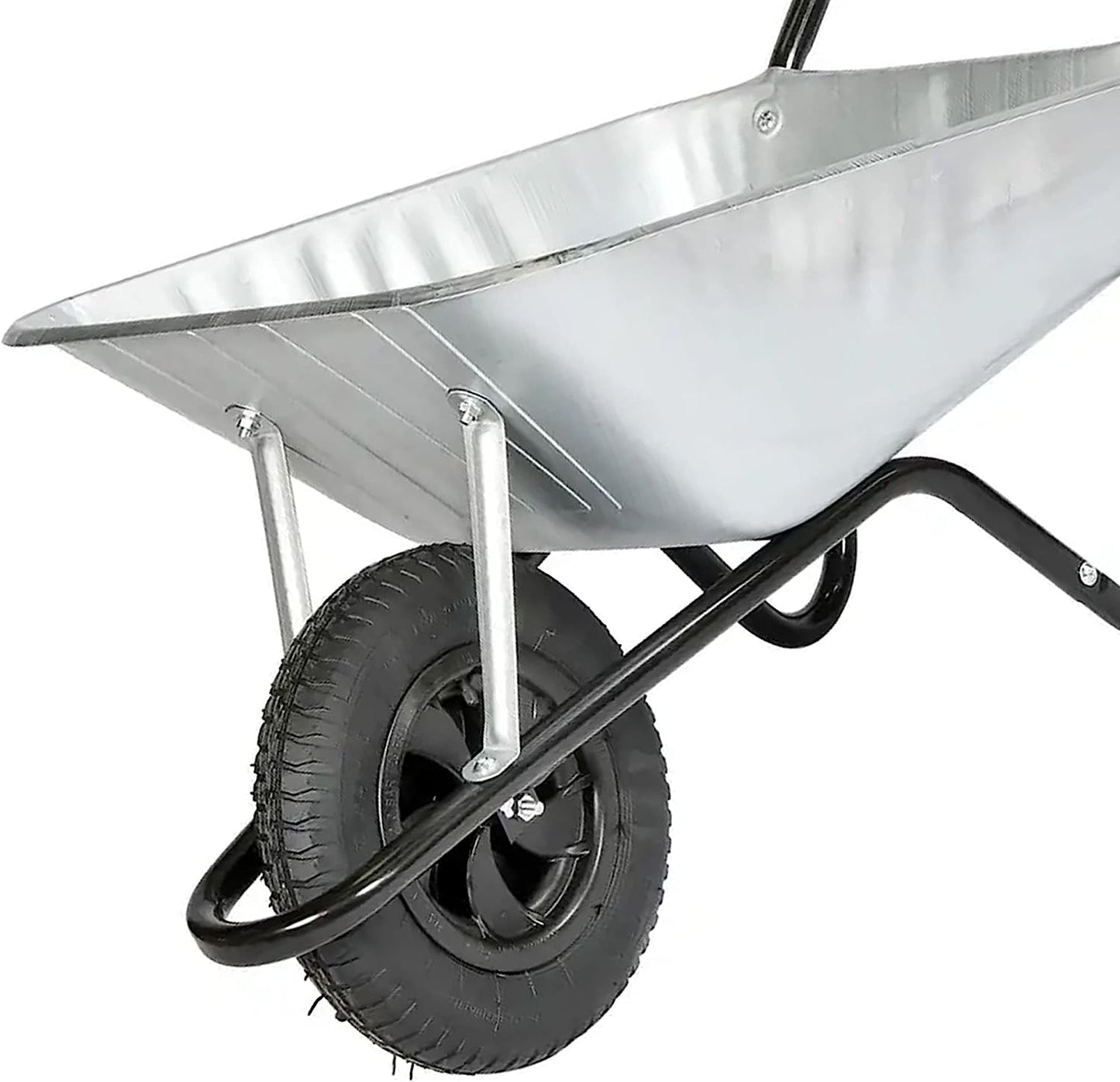 85 Litre Large Heavy Duty Galvanized Steel Wheel Barrow With Pneumatic Tyre & Handles
