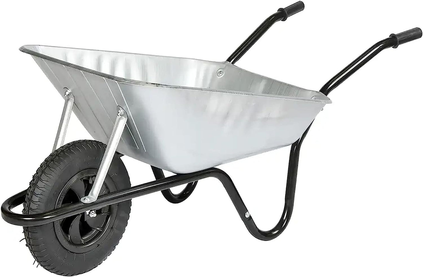 85 Litre Large Heavy Duty Galvanized Steel Wheel Barrow With Pneumatic Tyre & Handles