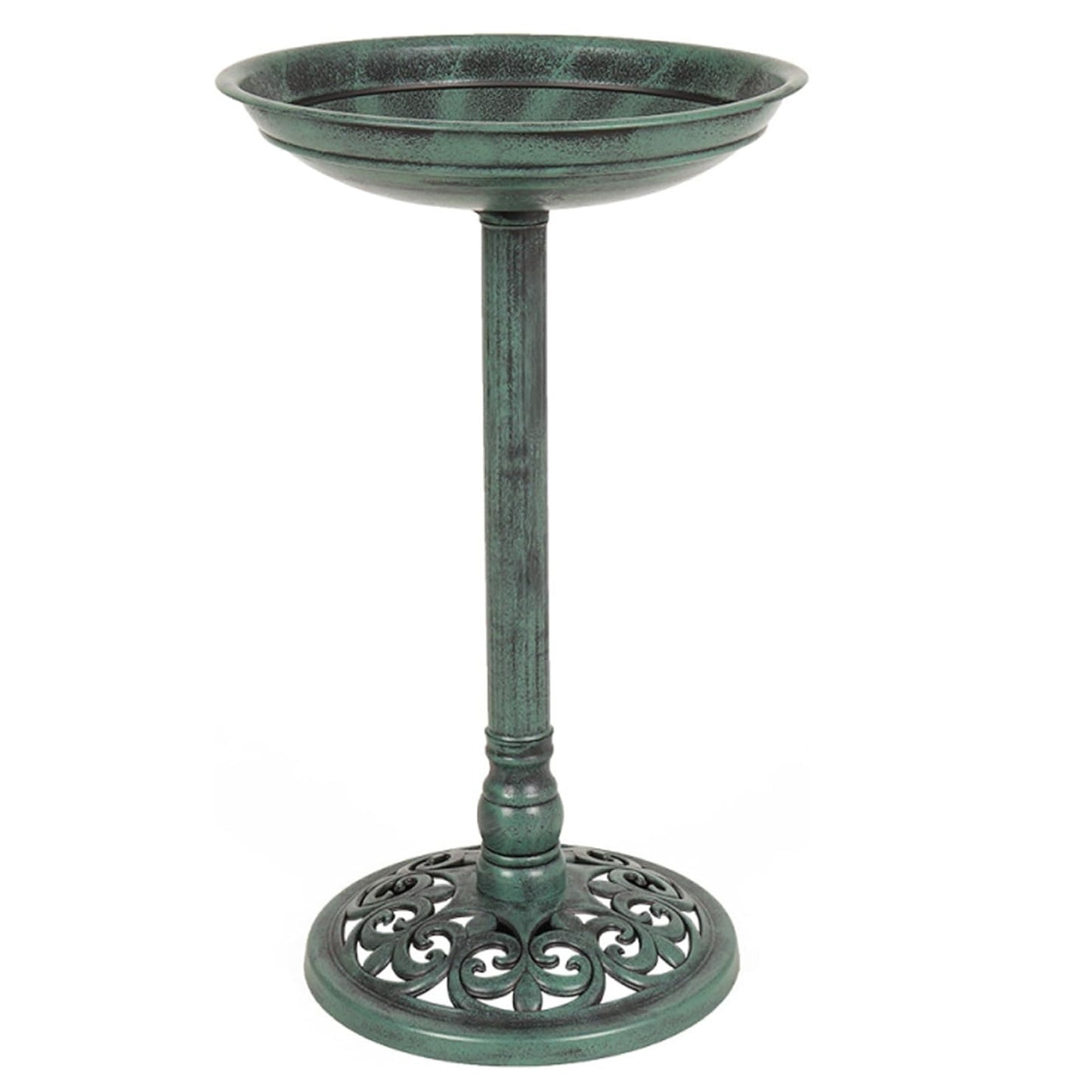 Metal Effect Free Standing Traditional Resin Bird Bath Victorian Style Outdoor Garden Water Bowl