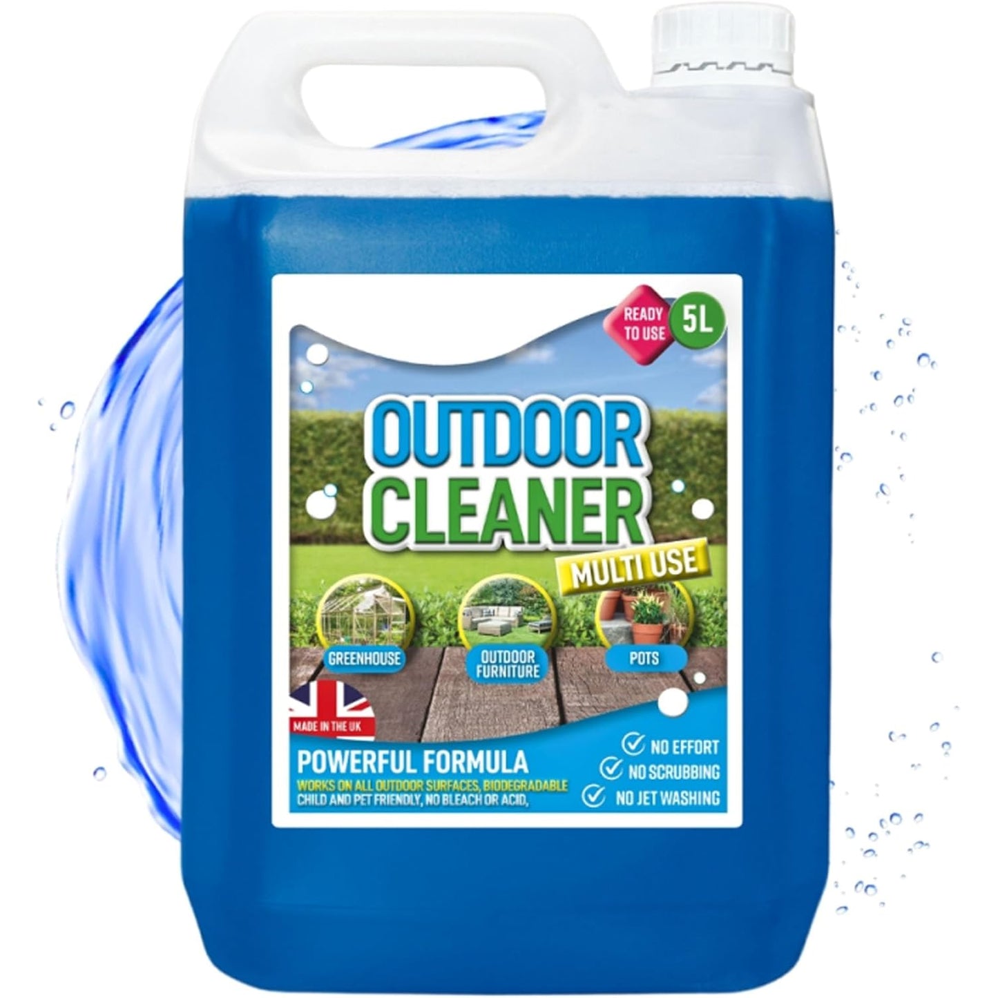 5 Litre Ready To Use Outdoor Cleaner For Paths, Patios, Driveways, Greenhouses, Flowerpots, & Various Surfaces