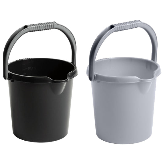 Multipurpose Storage, Garden, Cleaning & Kitchen 5 Litre Strong Plastic Black Or Grey Buckets With Handle