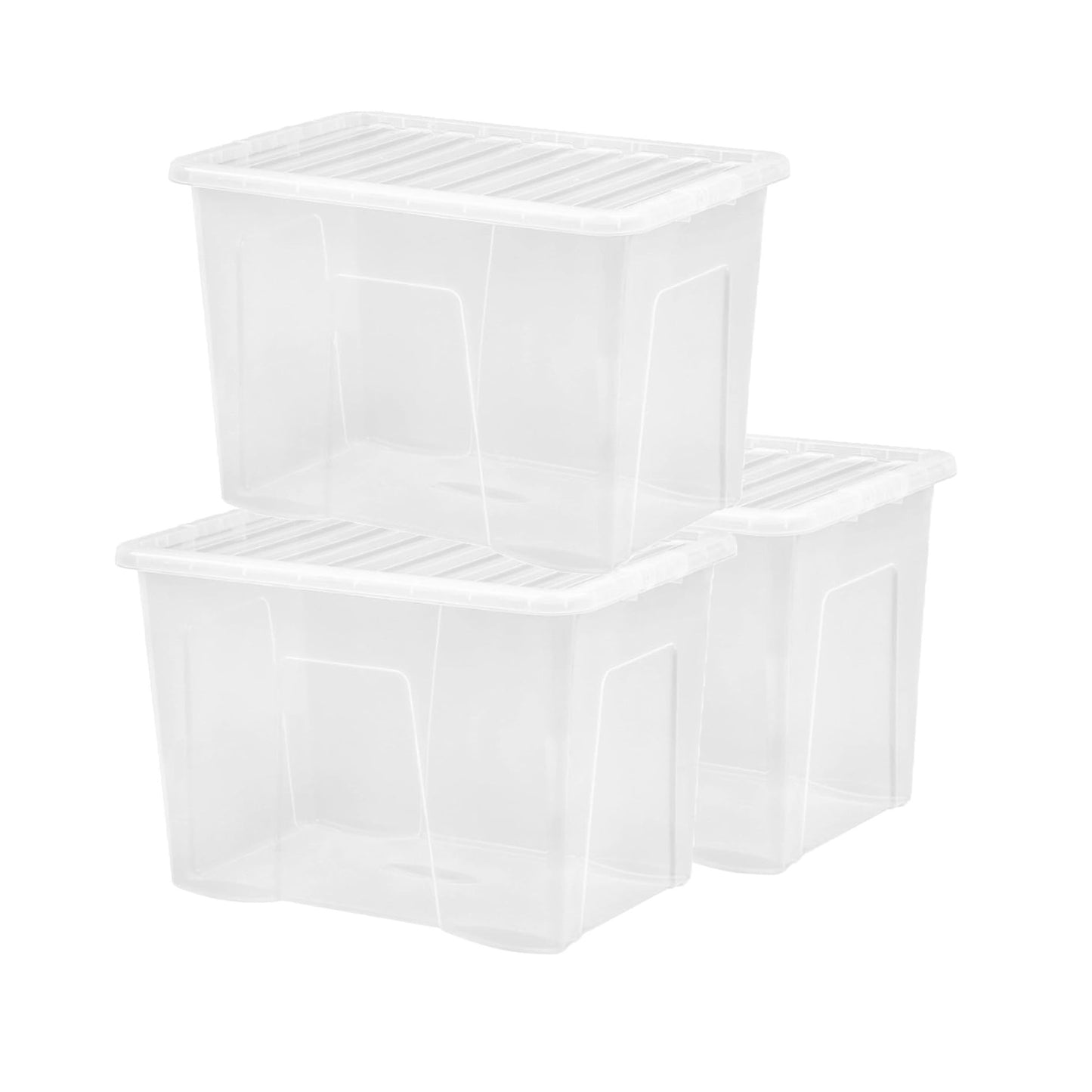 Crystal Clear Transparent Large 80 Litre See Through Home Office Storage Containers