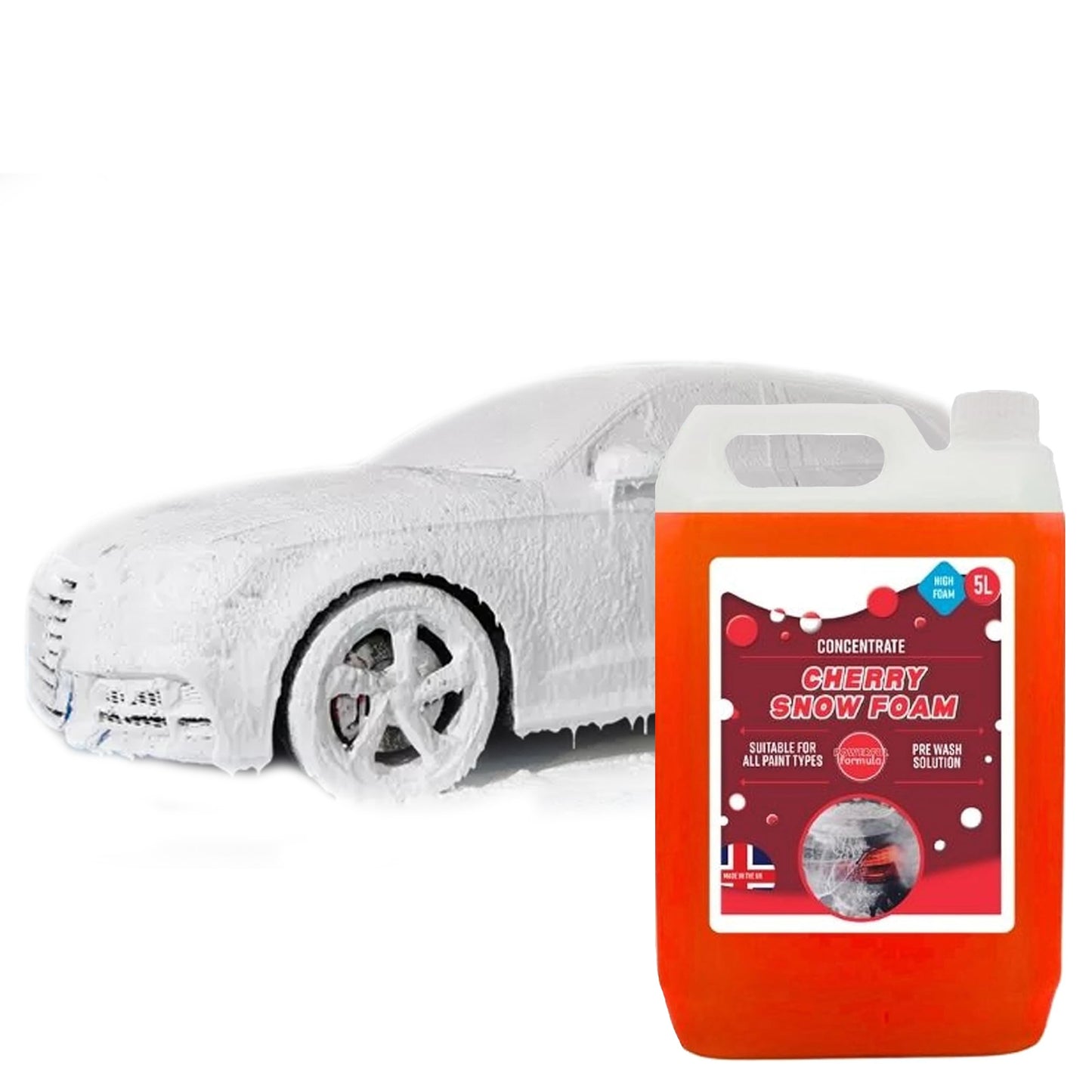 Extremely Powerful Formula Heavy Duty 5 Litre Concentrated Cherry Snow Foam Suitable For All Paint Types