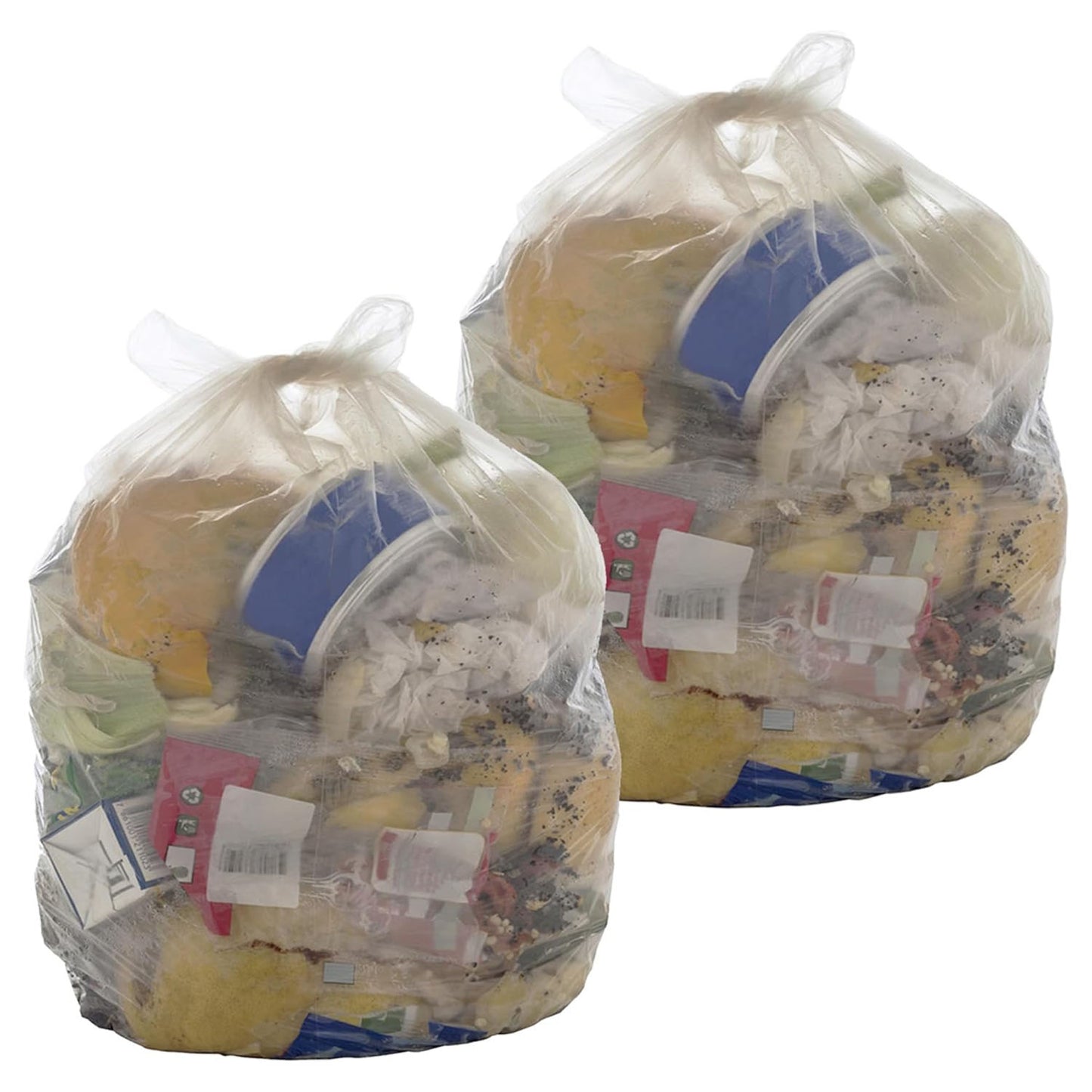 90L Clear (18x29x39") Transparent Plastic Rubbish Waste Refuse Sacks Great For Home & Office Use