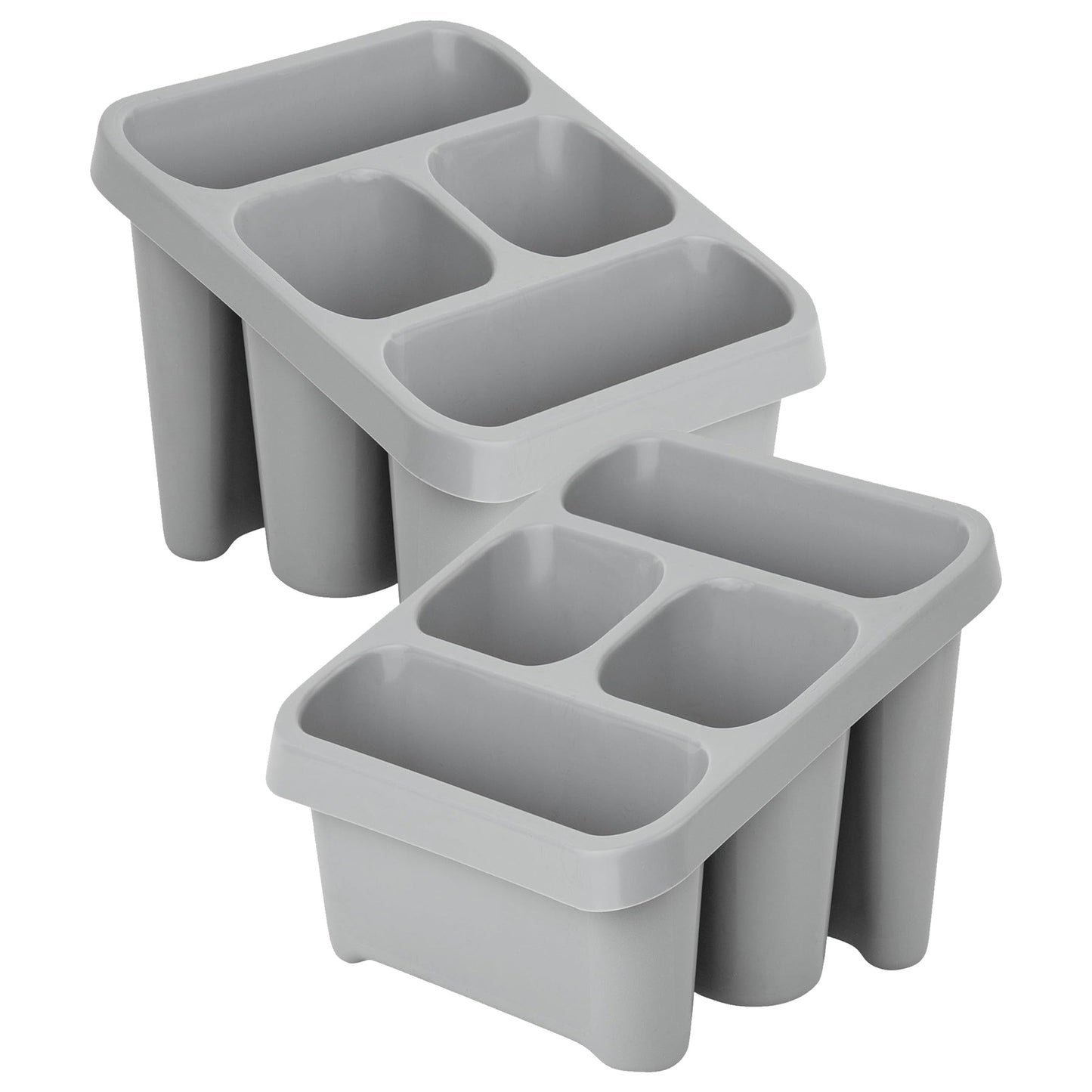 High Grade Cool Grey Sink Caddy Cutlery Drainer With 4 Compartments For Home & Kitchen