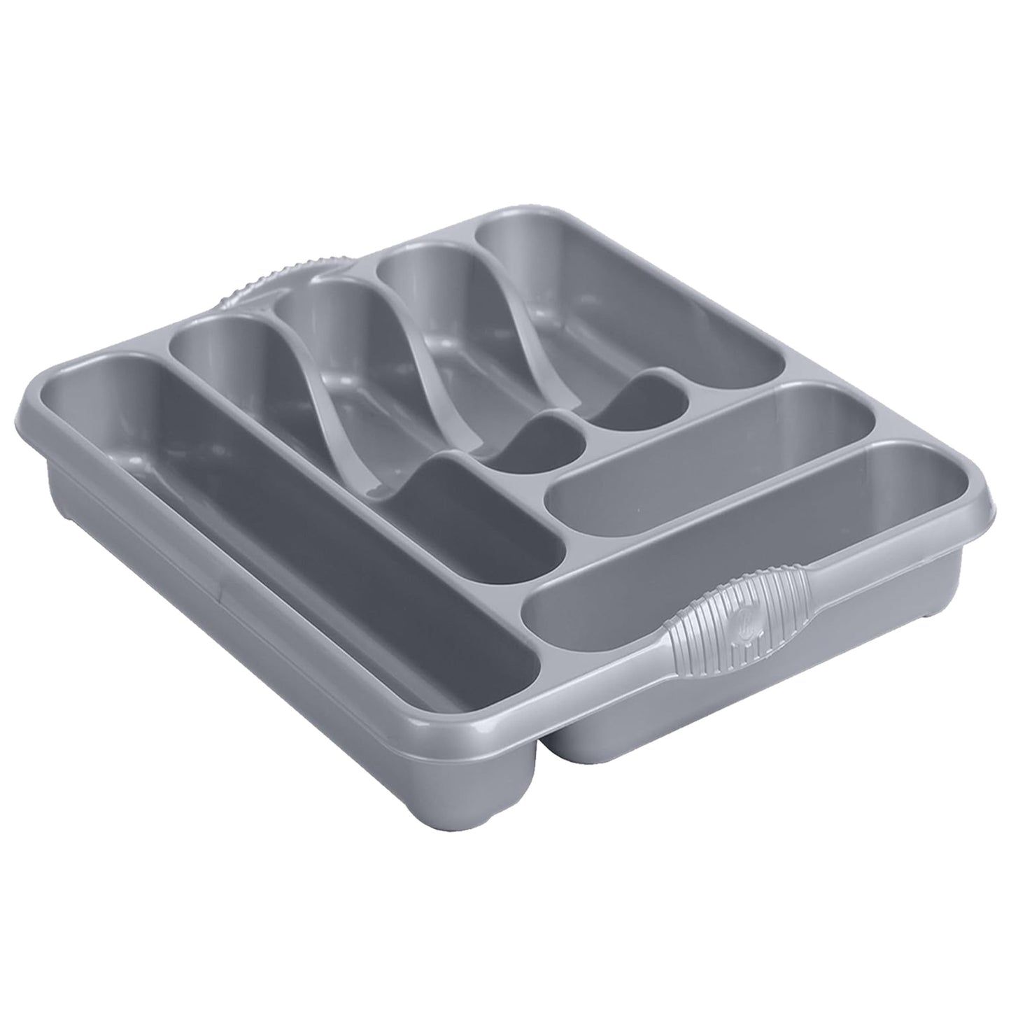 Large Plastic Black Or Silver 7 Compartment Cutlery Tray Rack Holder For Kitchens
