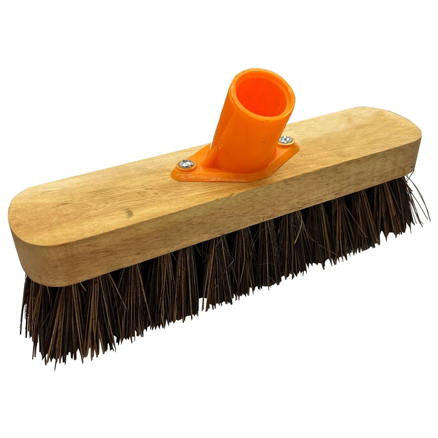 Heavy Duty Strong Stiff Floor Broom Deck Scrubber Brush With Wooden Handle For Garden Pathways