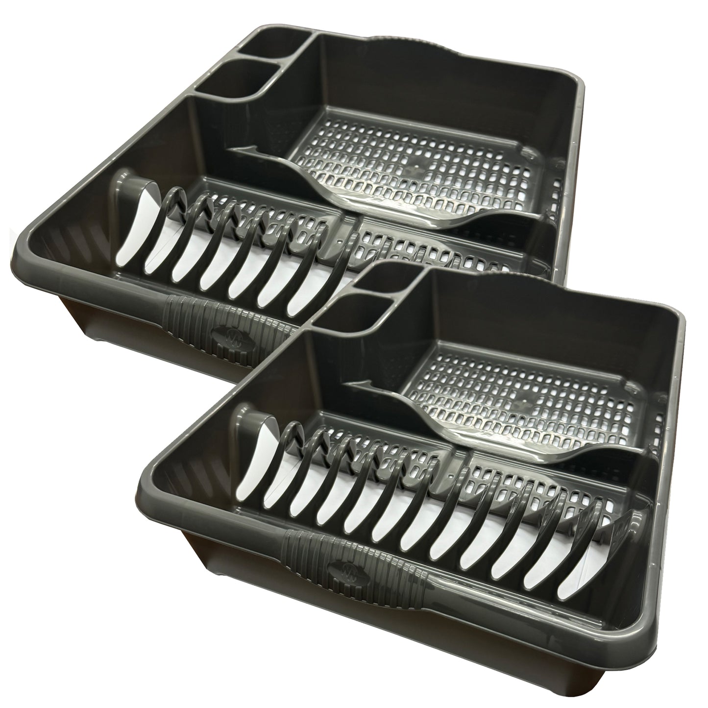 Black Or Silver Large Home Kitchen Dish Cups/Mug & Cutlery Drainer With Integral Handles