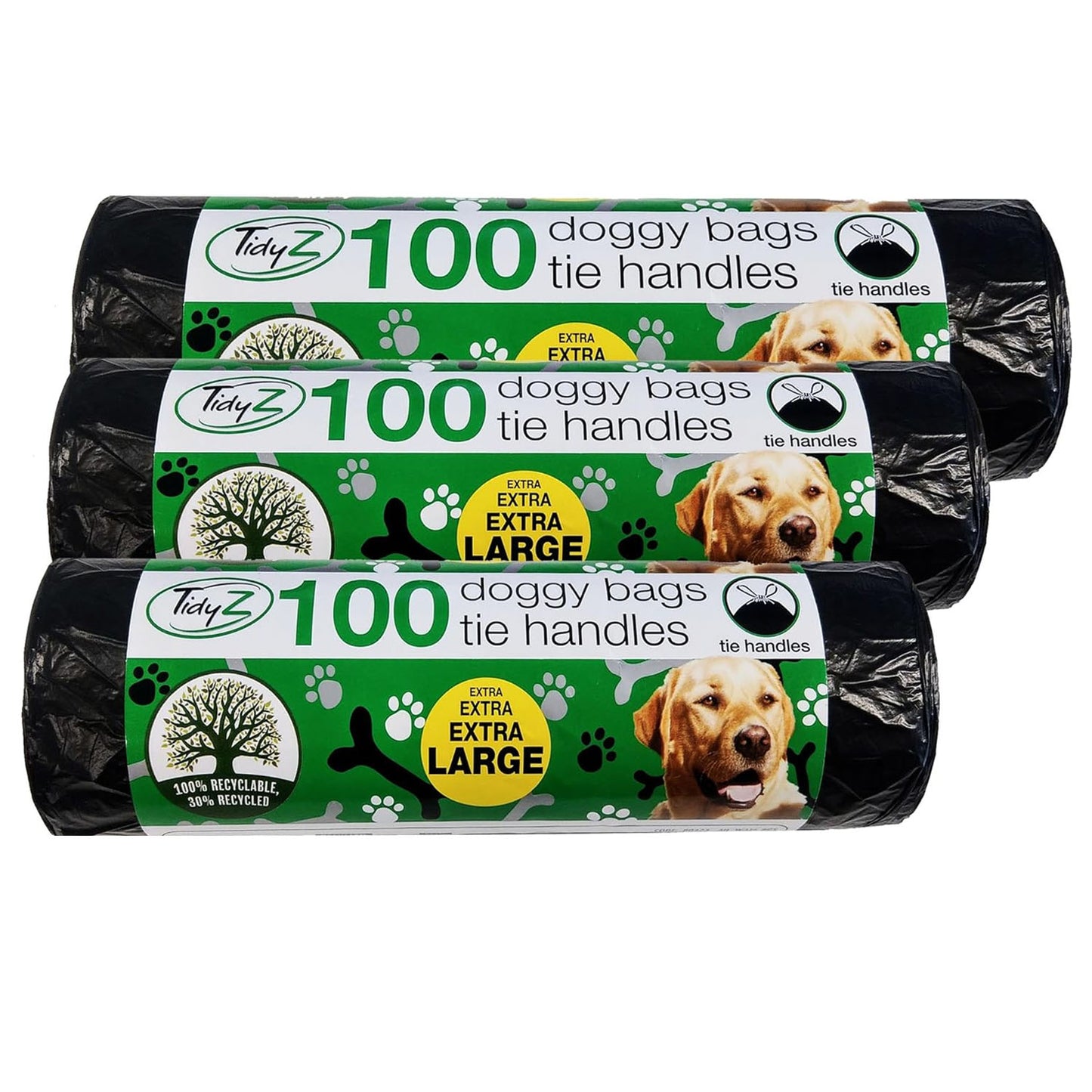 XL Extra Strong Black Dog Waste Black Bags With Tie Handles