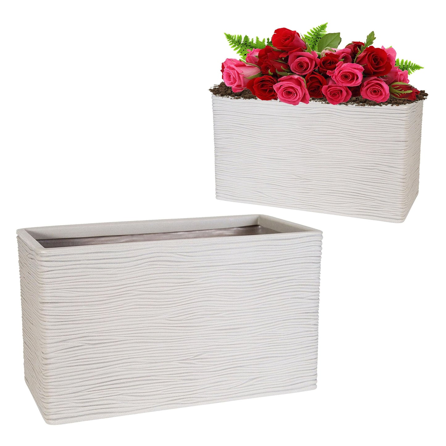 Amalfi Stone Effect Long Trough Flower Planters For Garden, Home & Patio Areas