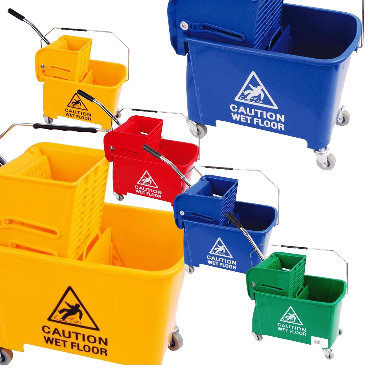Wet Floor 20 Litre Strong Durable Kentucky Dual Bucket & Wringer Floor Cleaning System With Wheels & Handle