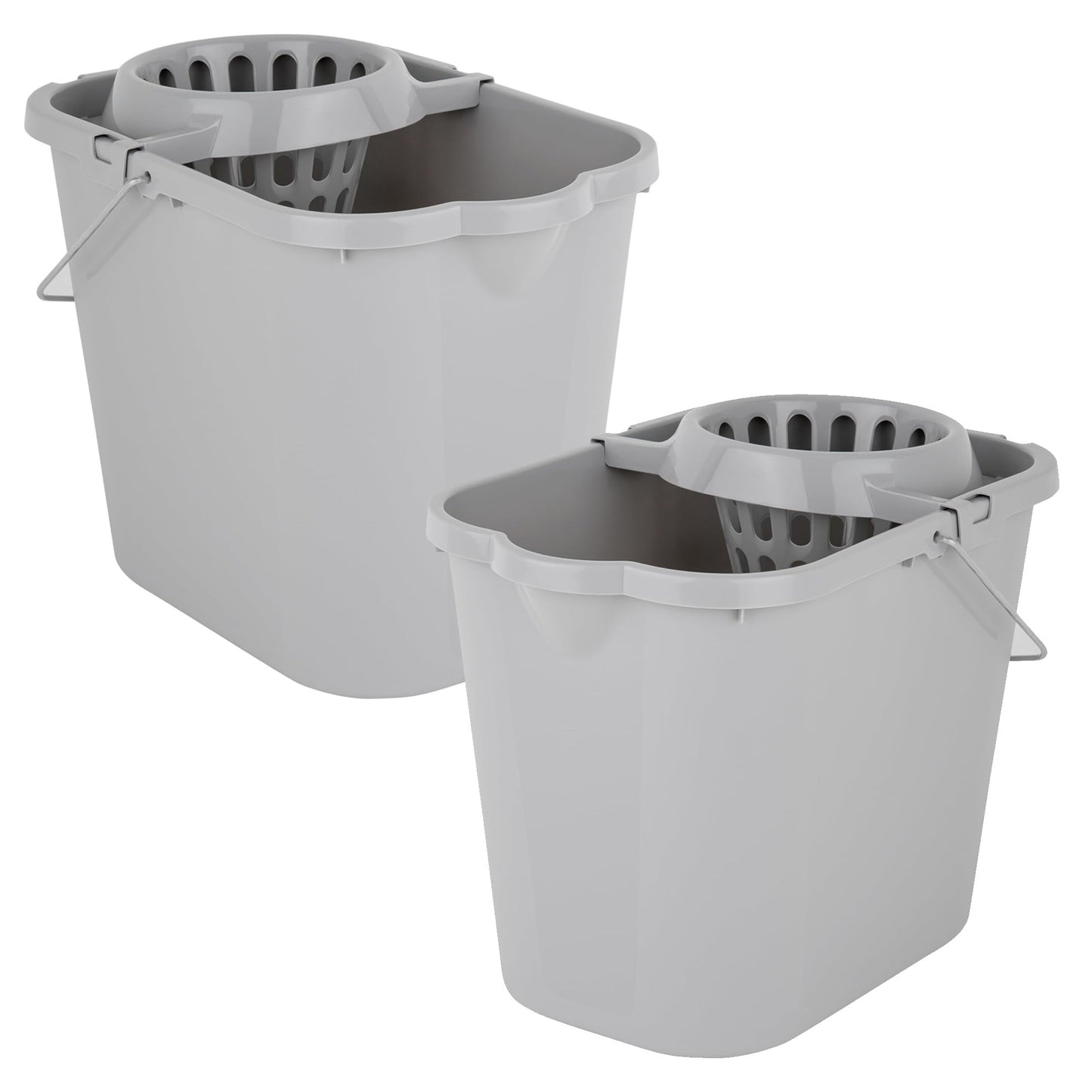 2.6 Gallon Cool Grey Multi Surface 12L Mop Bucket With Wringer & Handle For Cleaning Hard Floors