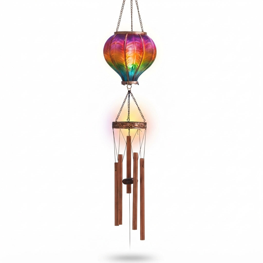 Solar Powered Rainbow Wind Chime for Garden Multicoloured Balloon Design