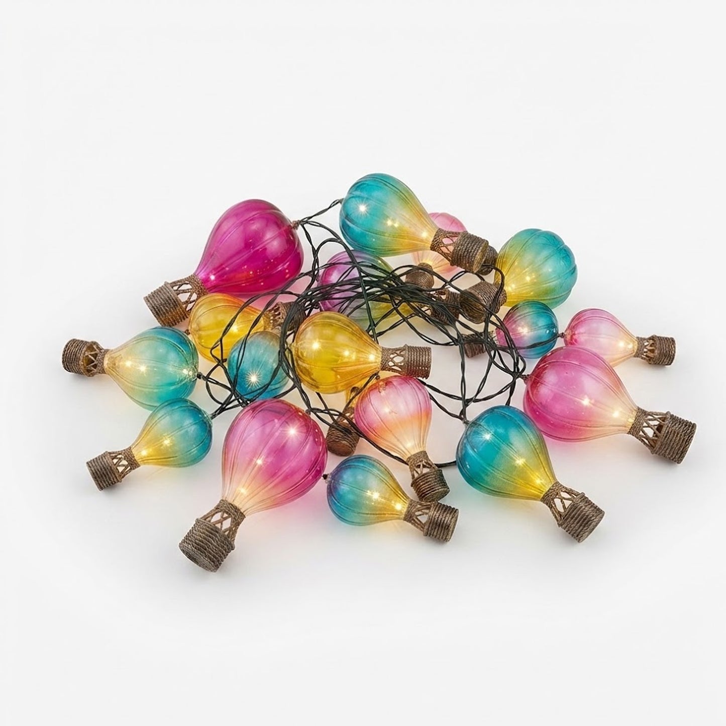 Solar Hot Air Balloon Garden Lights 10 Cool White LED String Lights