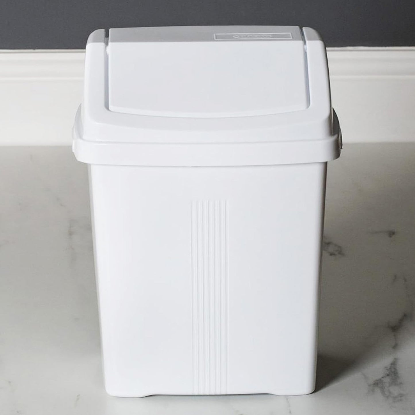 Ice White 8 Litre Easy Clean Plastic Rubbish Waste Swing Bin For Home & Office