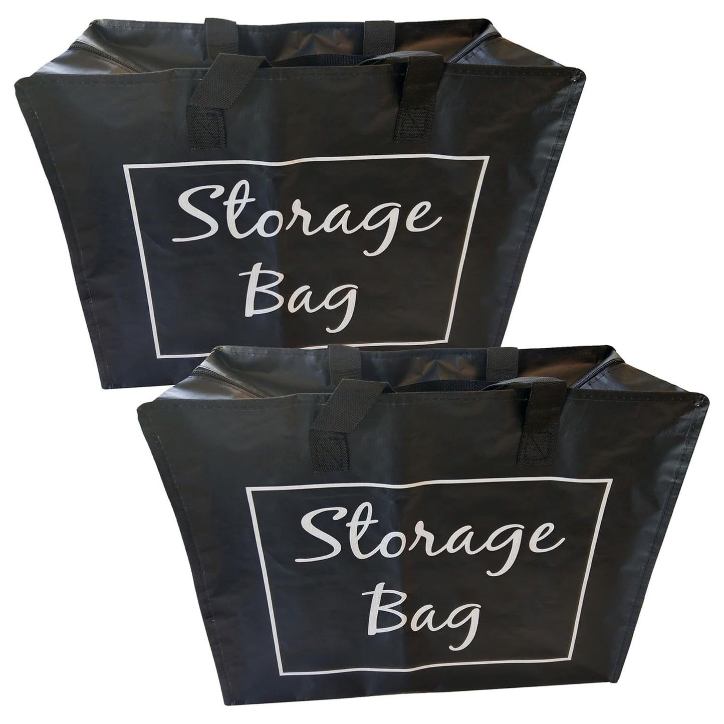 Black Woven Zip Jumbo Size Heavy Duty Portable Laundry, Storage & Shopping Bags