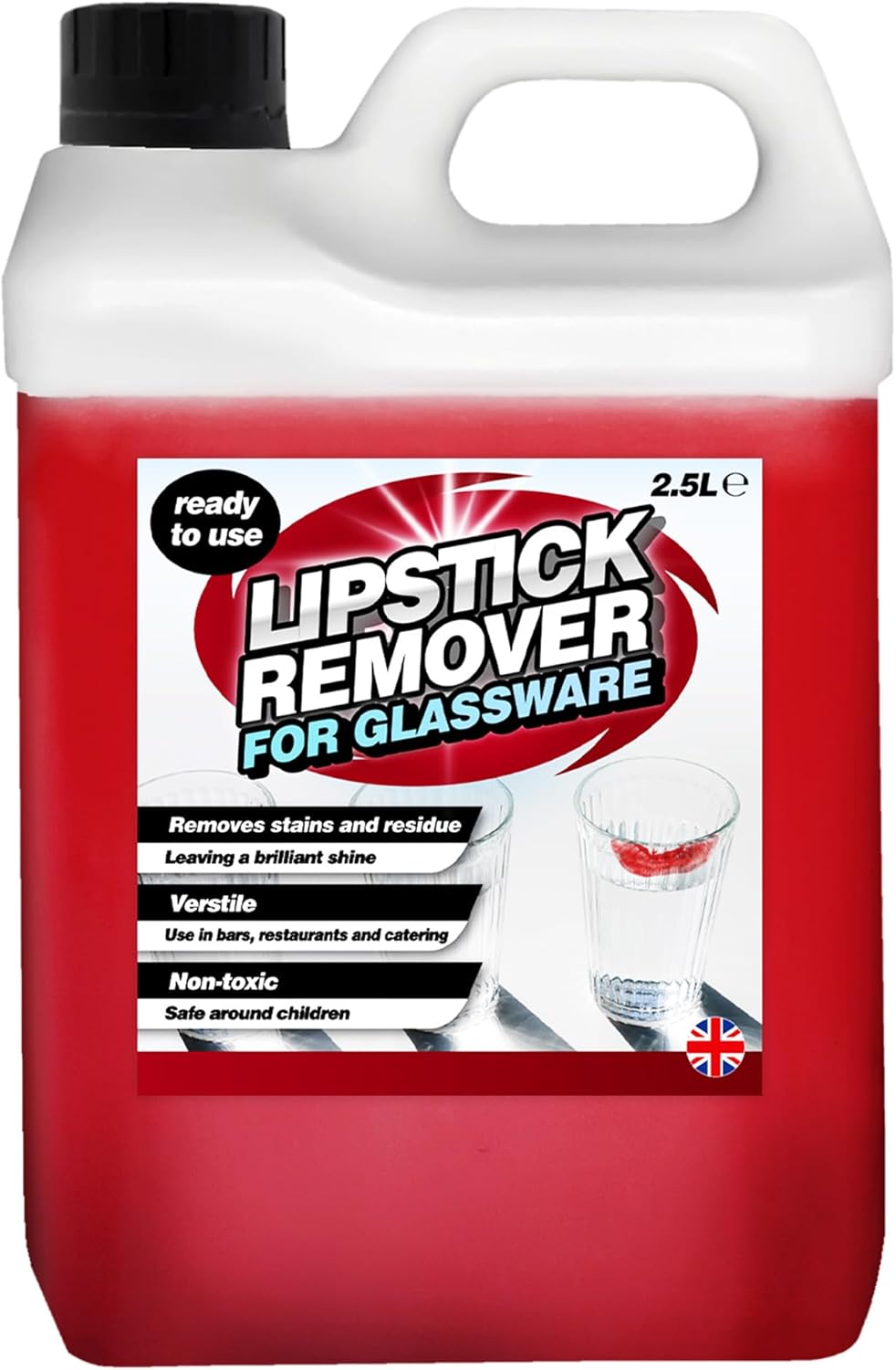 2.5L Ready To Use Lipstick Remover For Glassware Perfect For Home & Restaurants