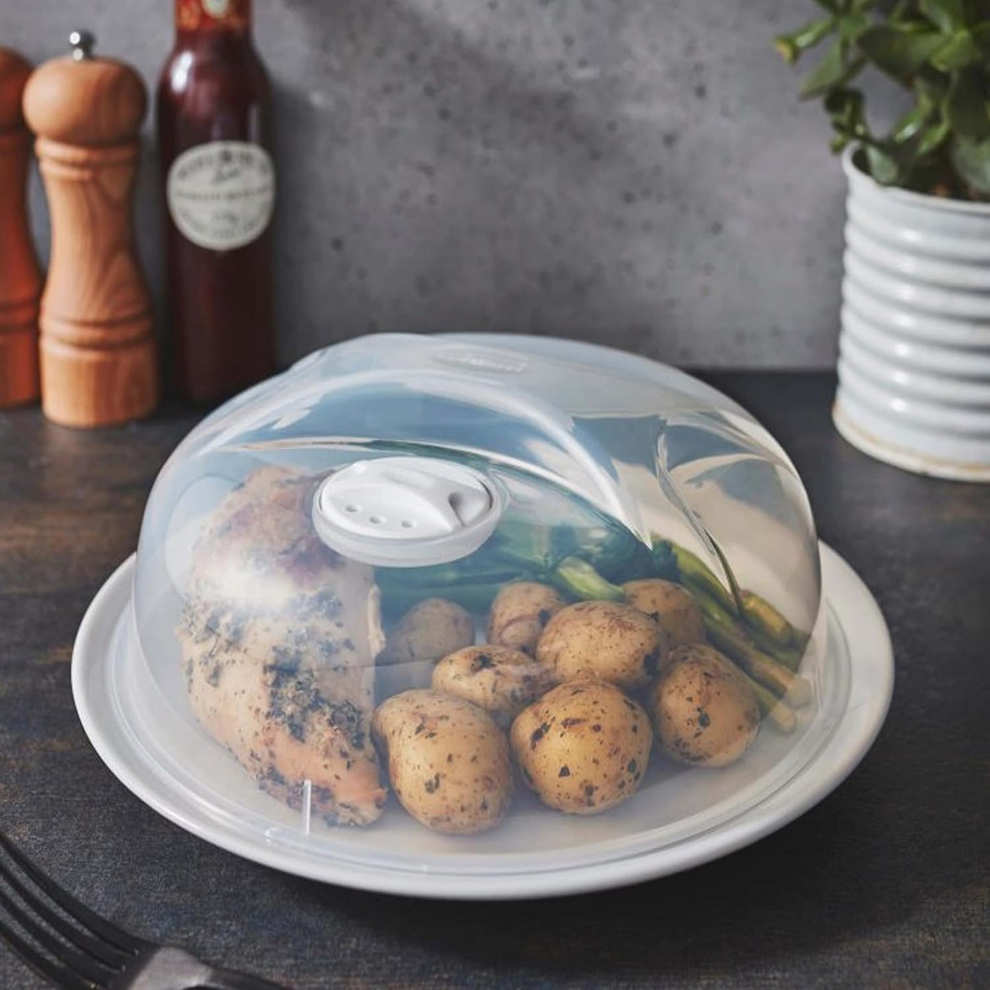 BPA Free & Dishwasher Safe Microwave Plate Cover (25cm) Prevents Food From Splattering