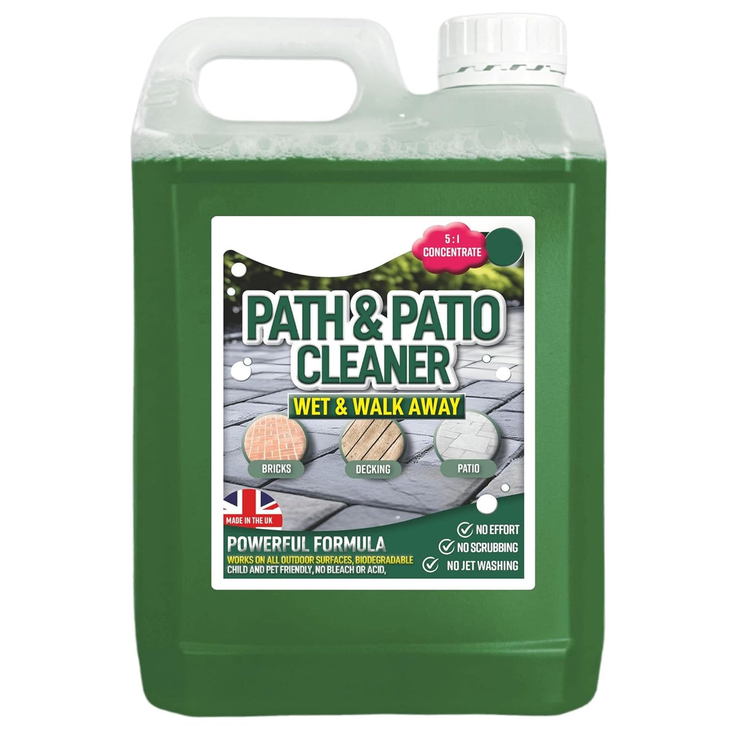 2.5 Litre Green Outdoor Path & Patio Cleaning Fluid Solution