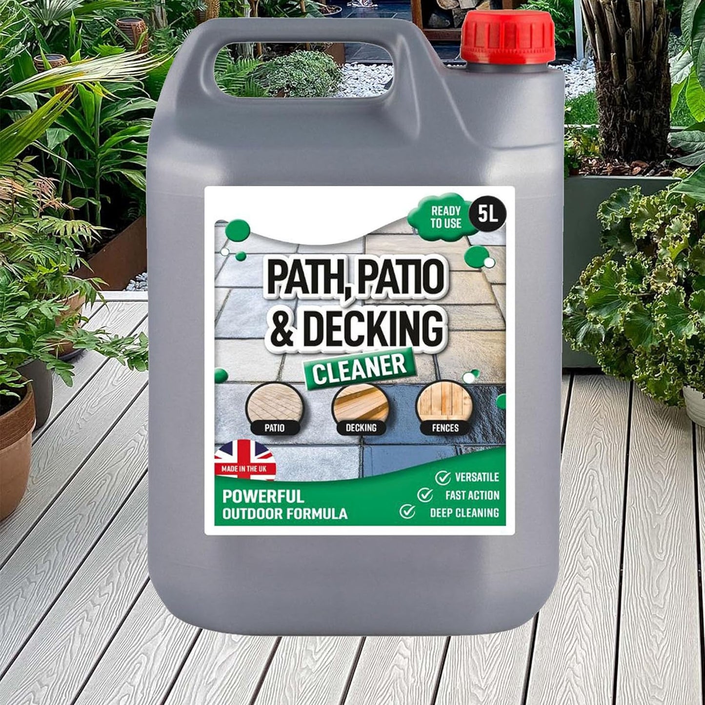 5 Litre Ready To Use Outdoor Patio & Decking Cleaner Effectively Removes Stains
