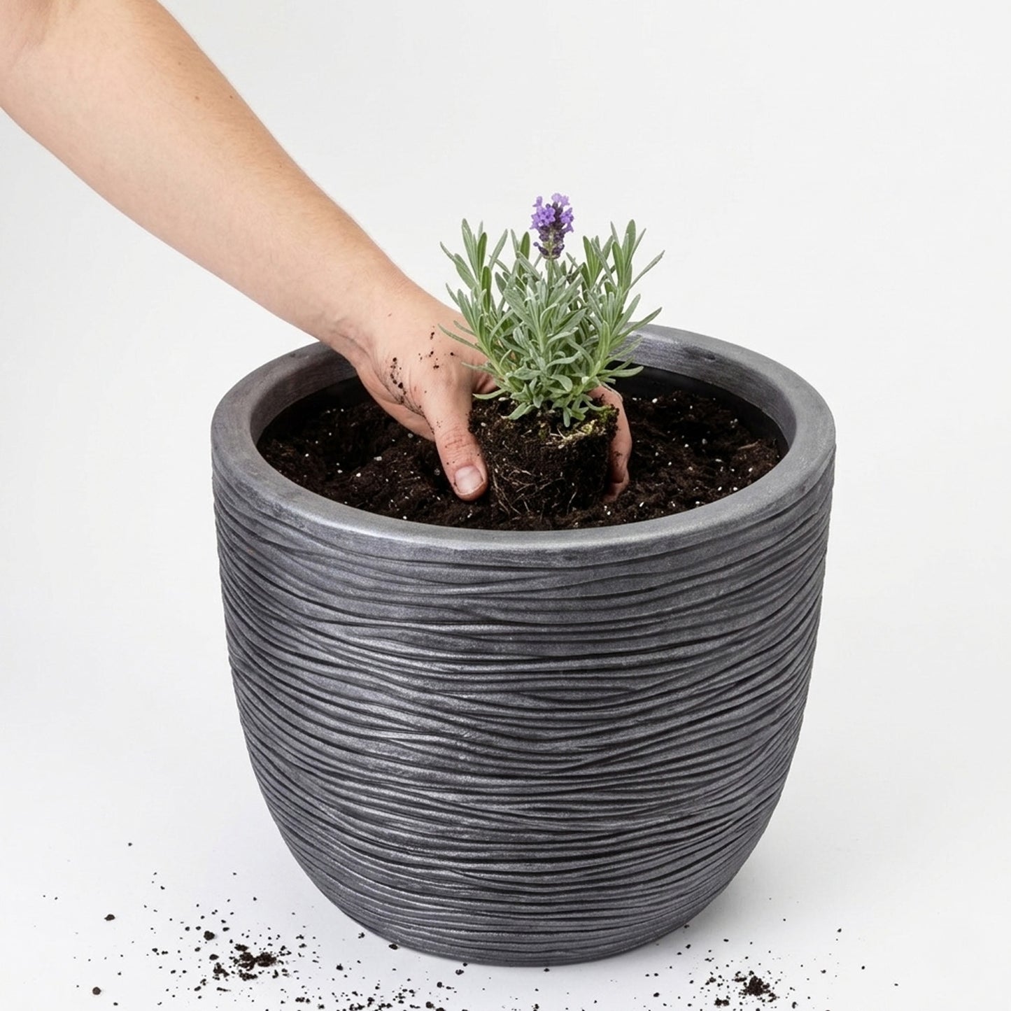 XL Pewter Grey Giant Round Garden Indoor Outdoor Flower & Tree Planter