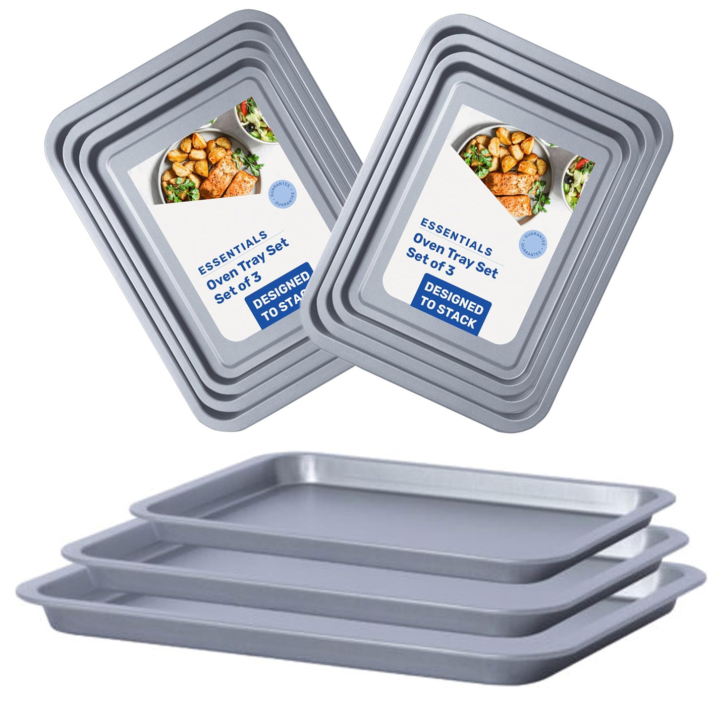Pack Of 3 Essential Easy To Clean Non-Stick (35cm, 31cm & 28cm) Oven Tray Set