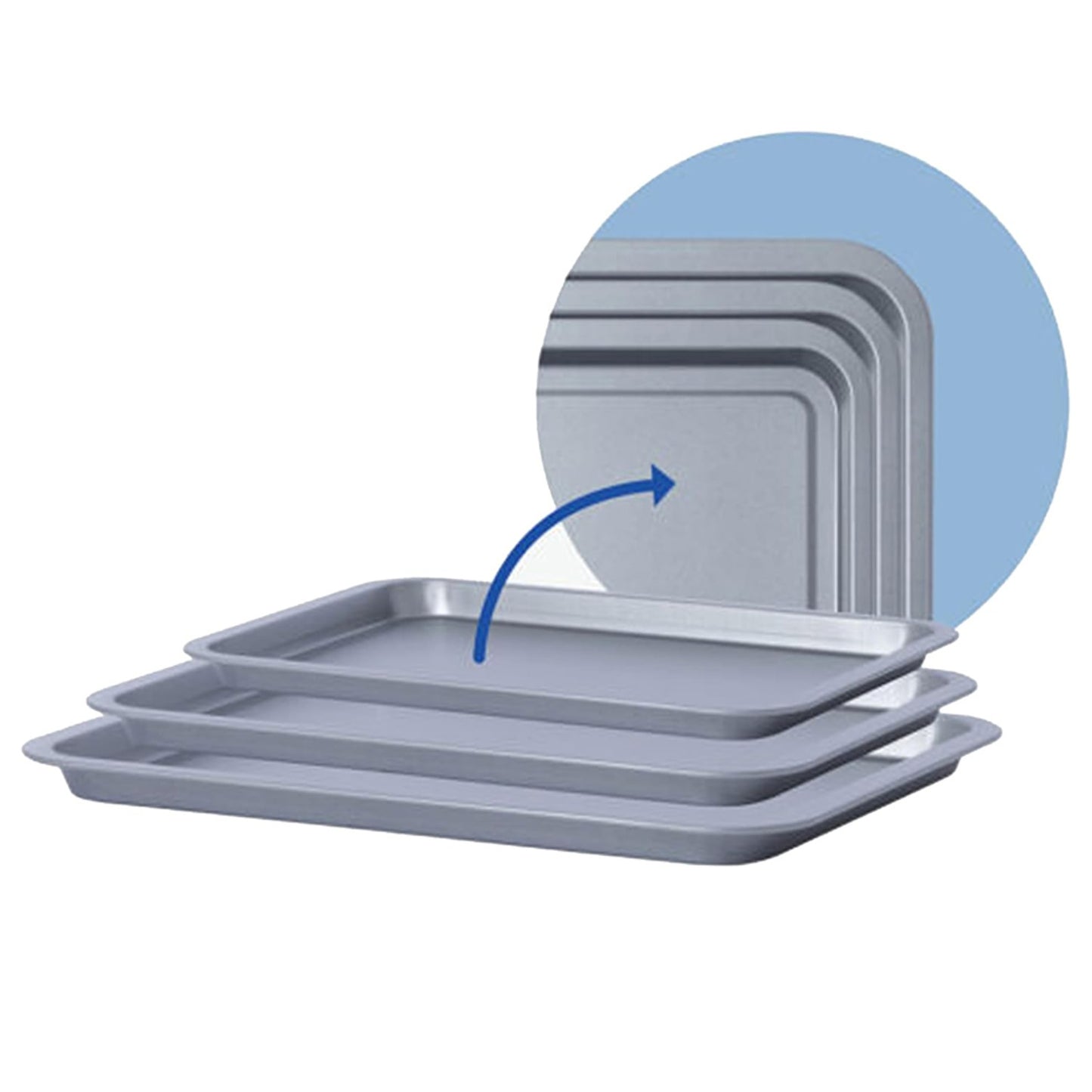 Pack Of 3 Essential Easy To Clean Non-Stick (35cm, 31cm & 28cm) Oven Tray Set