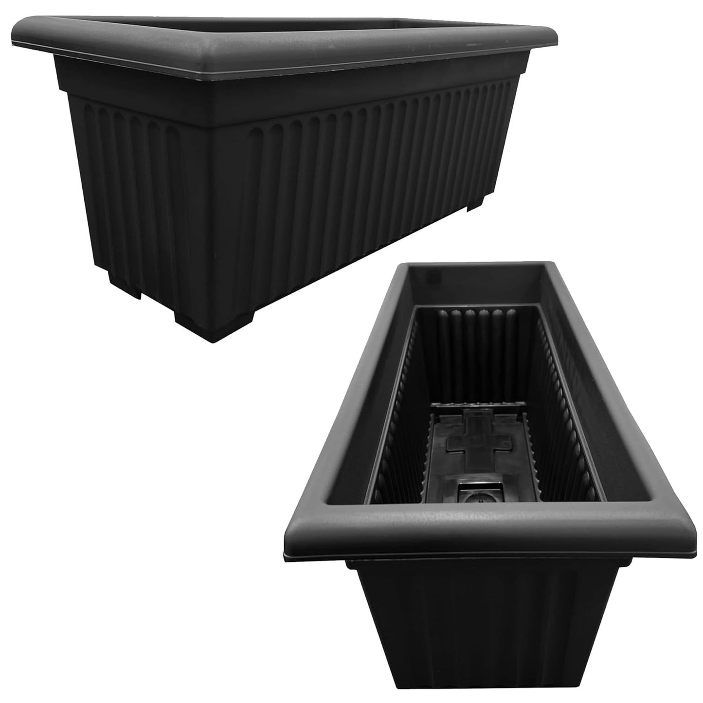 Black Rectangular 70cm Sovereign Trough Flower Garden Patio Planters For Home & Garden