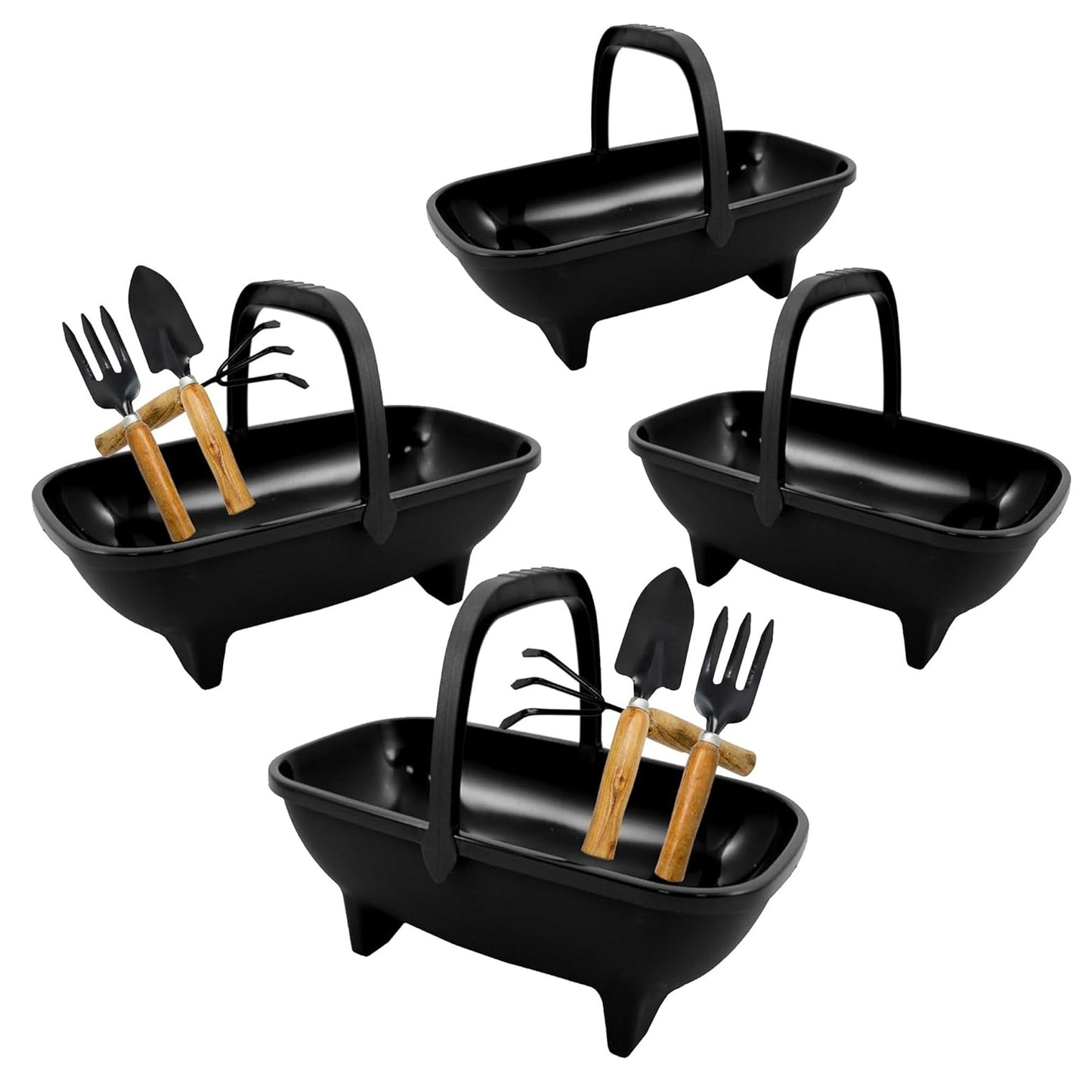 Multipurpose Small Black Plastic 53cm Garden Trug For Transporting Gardening Tools With Handle