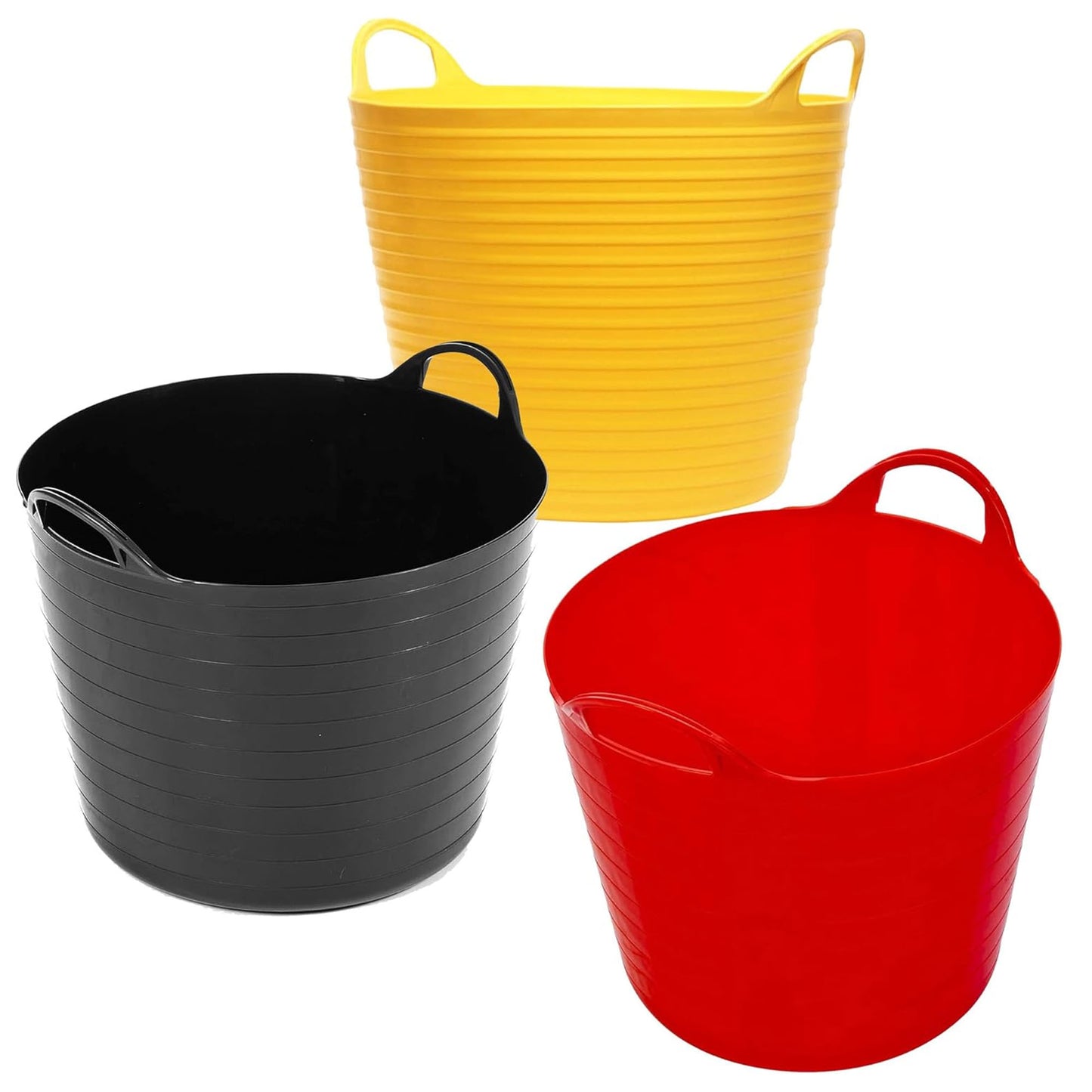 3 or 6 Mixed 40 Litres Strong Robust Flexi Tubs Multi Purpose Garden Storage Container Buckets Assorted Colours