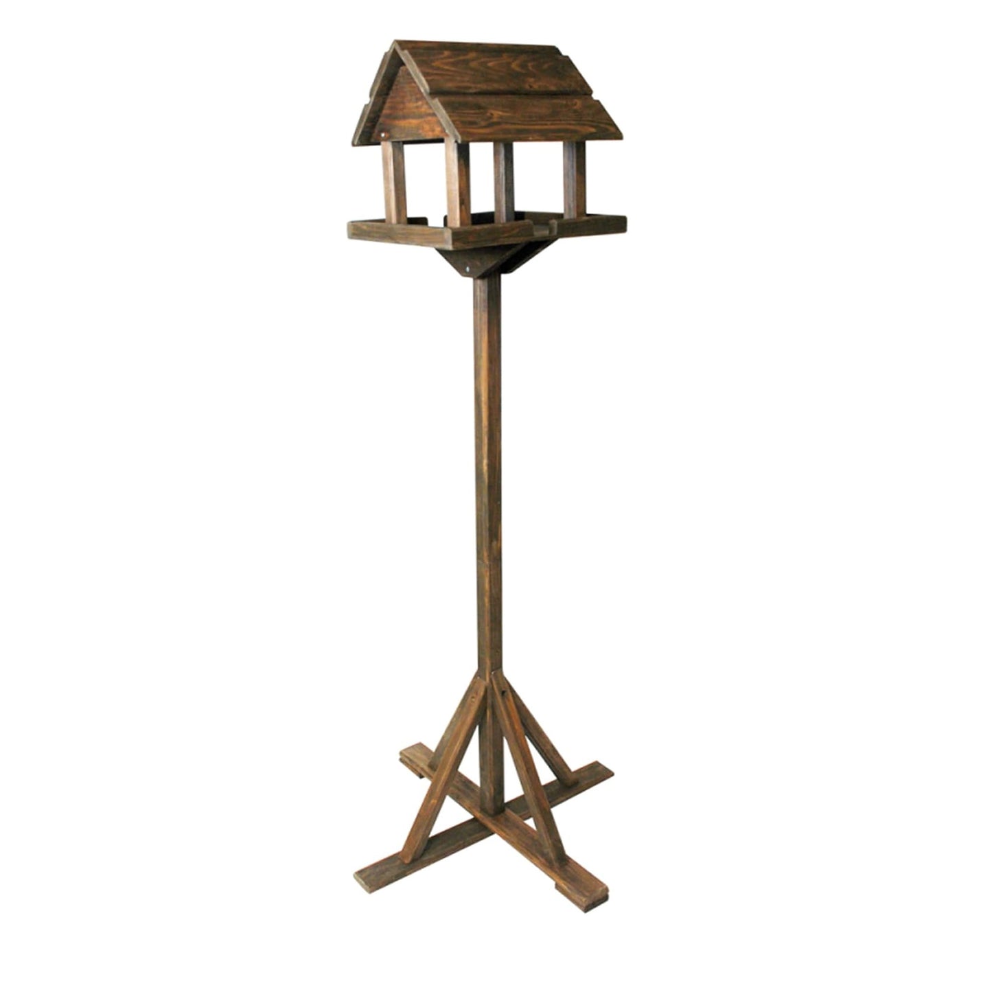 Free Standing Traditional Wooden Bird Table House Feeder For Outdoor Garden Areas