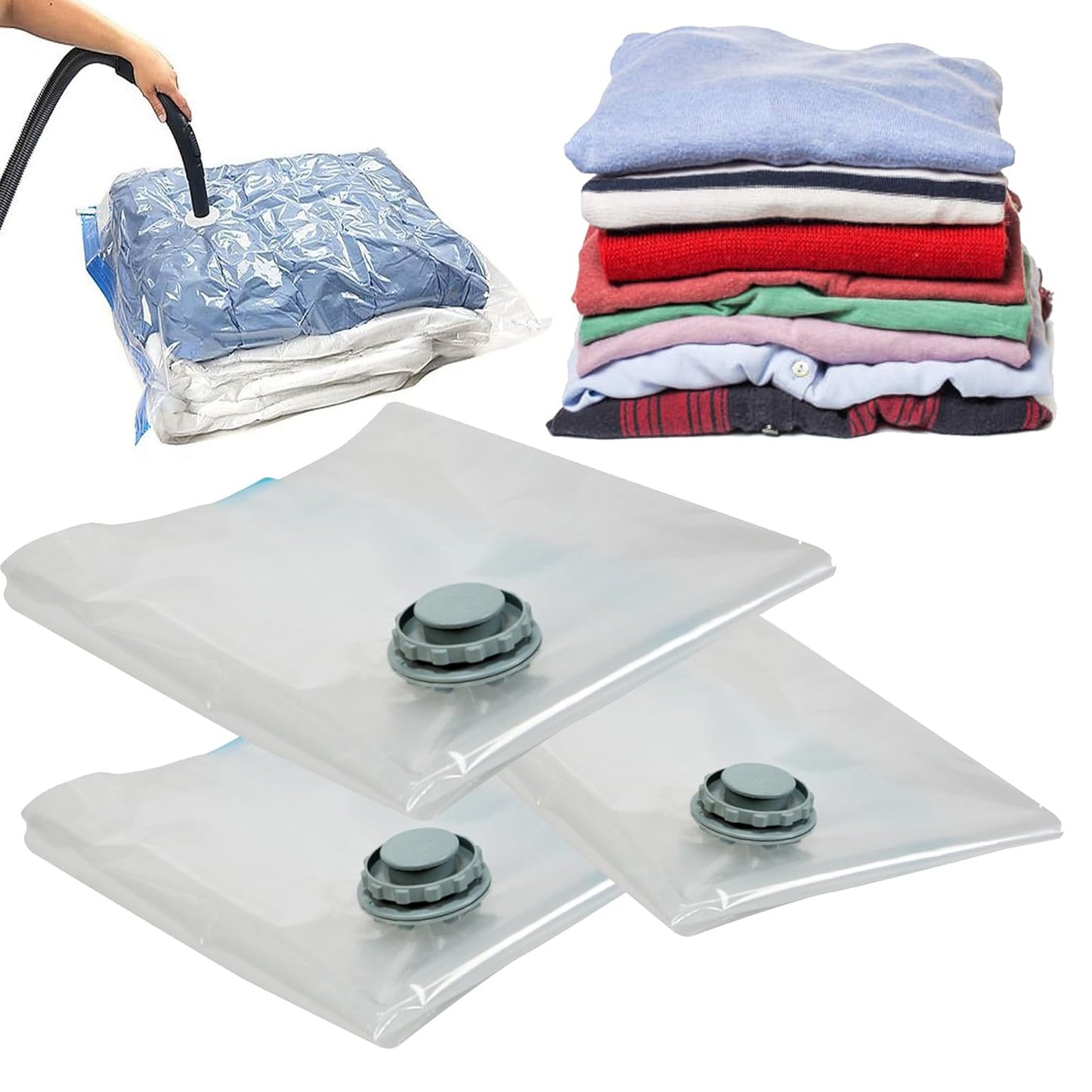 Reusable Vacuum Storage Compression Bags With Airtight Valve Perfect For Home & Travel