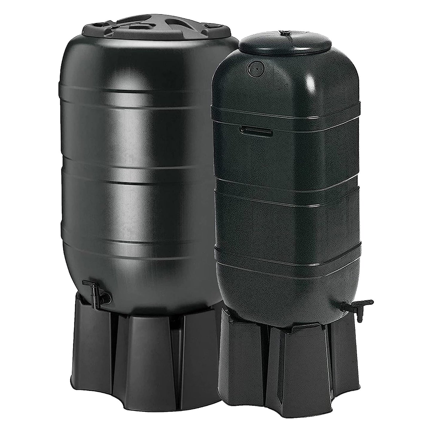 Black Outdoor Water Butts 100L or 210L Rain Collector Complete With Stand & Kit