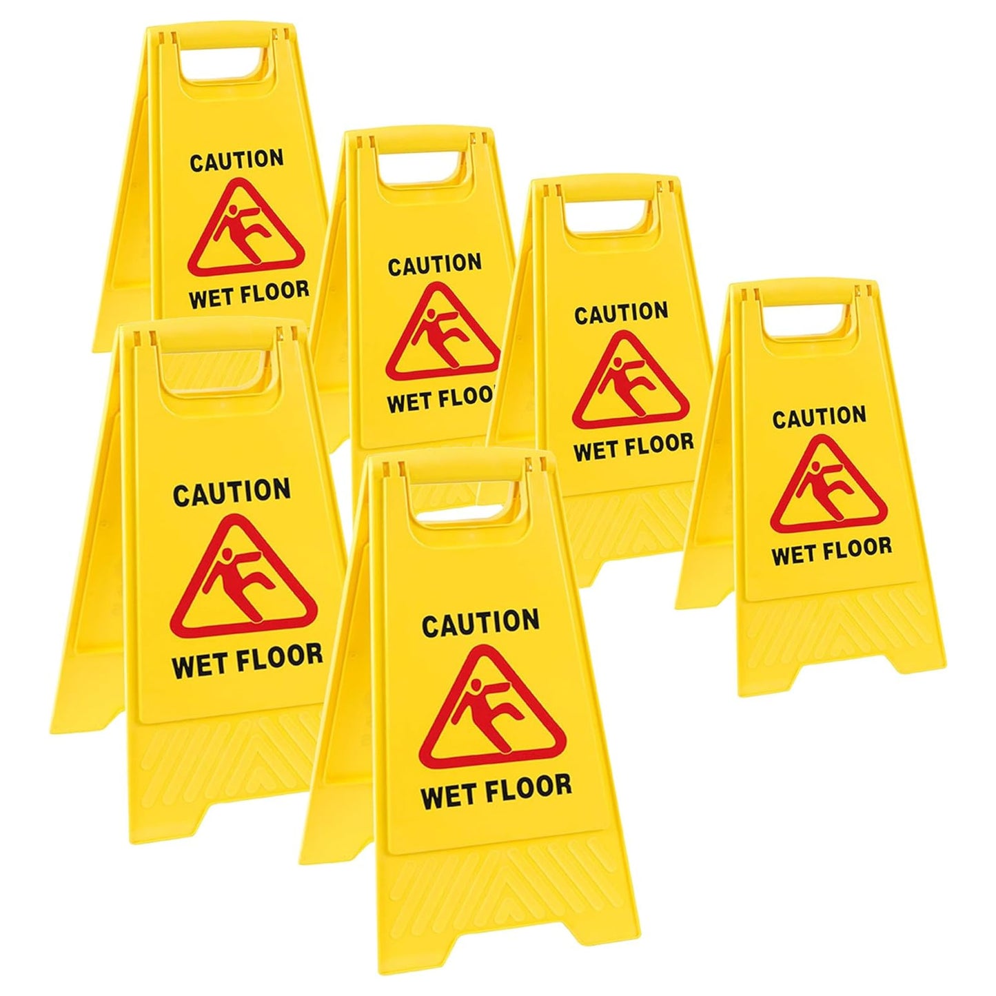 Double sided Bright Yellow Plastic Wet Floor Cleaning In Progress 'A' Sign For Slippery Floors/Washrooms & Public Areas