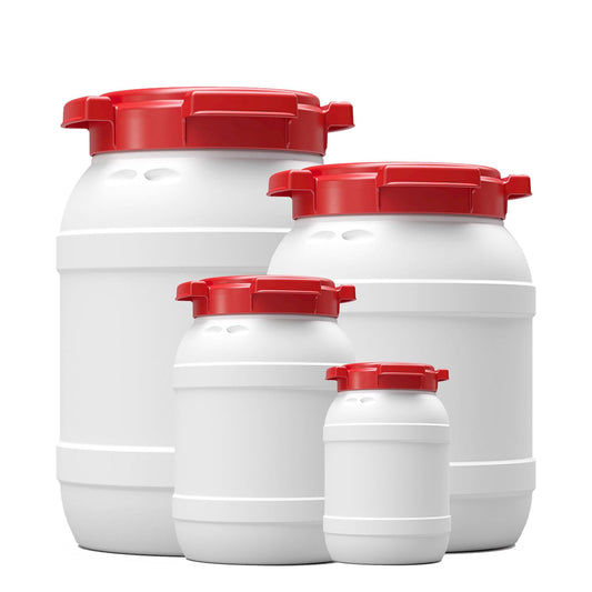 White Storage Keg Barrel Strong Wide Neck Watertight Drum With Lids