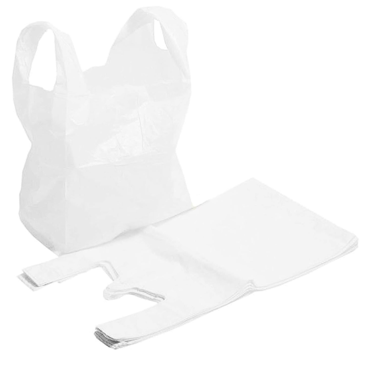 White Plastic 10x15x18" Reusable Vest Style Shopping Retail Polythene Carrier Bags