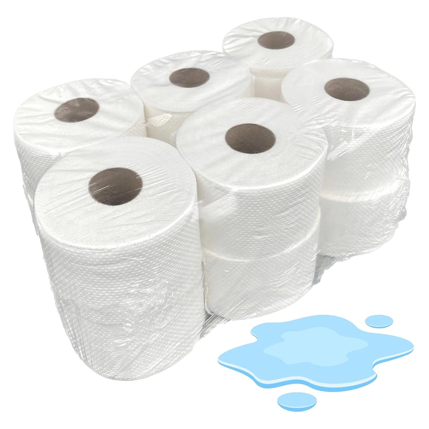 2ply Home Kitchen White Highly Absorbent Embossed Centrefeed Paper Towel Rolls