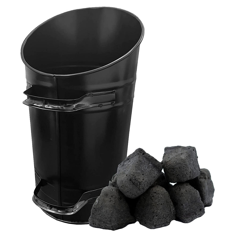 Upright Heavy Duty Angled Top Coal Hod Fireside Bucket Scooper With Two Fitted Handles