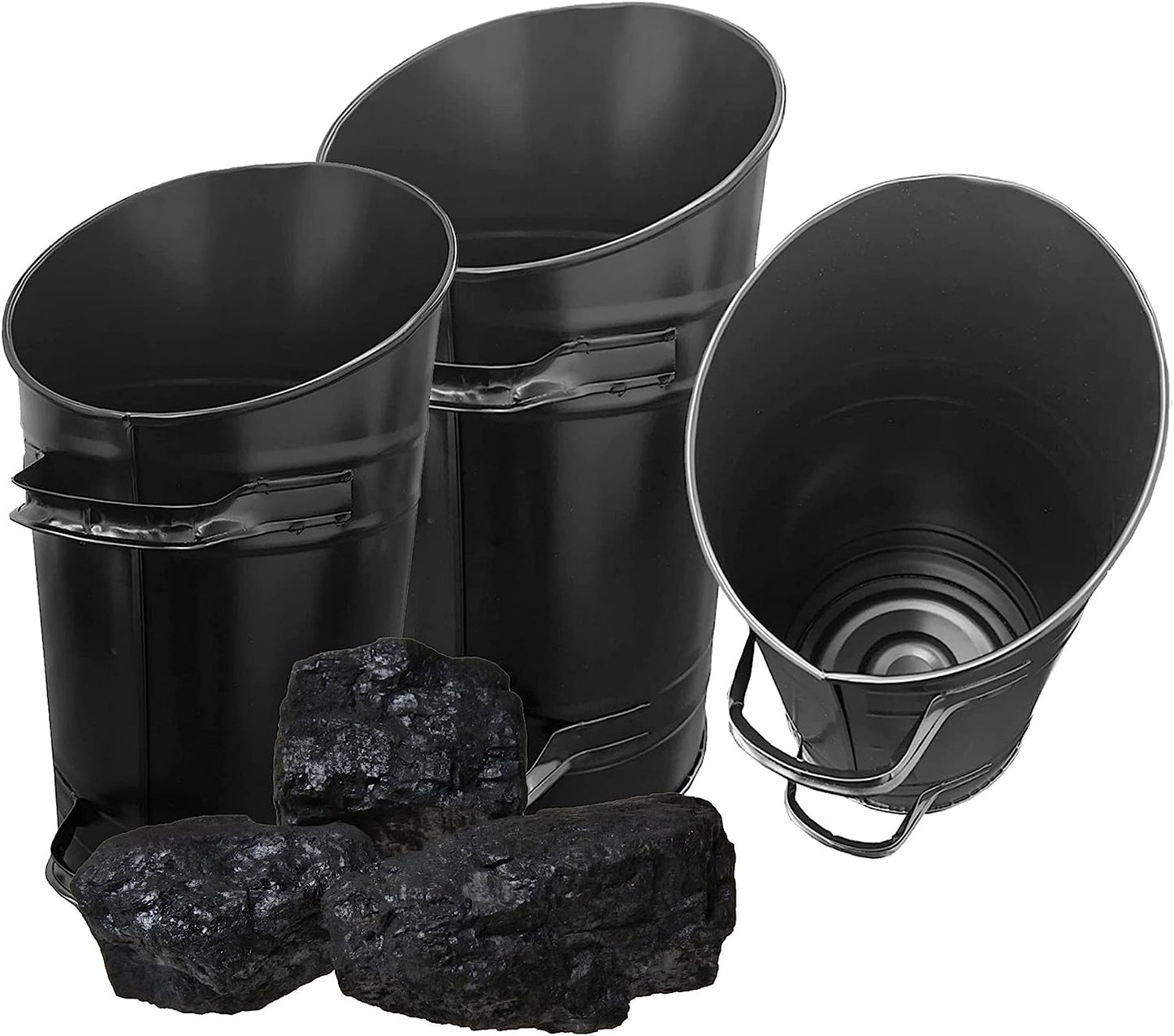 Upright Heavy Duty Angled Top Coal Hod Fireside Bucket Scooper With Two Fitted Handles