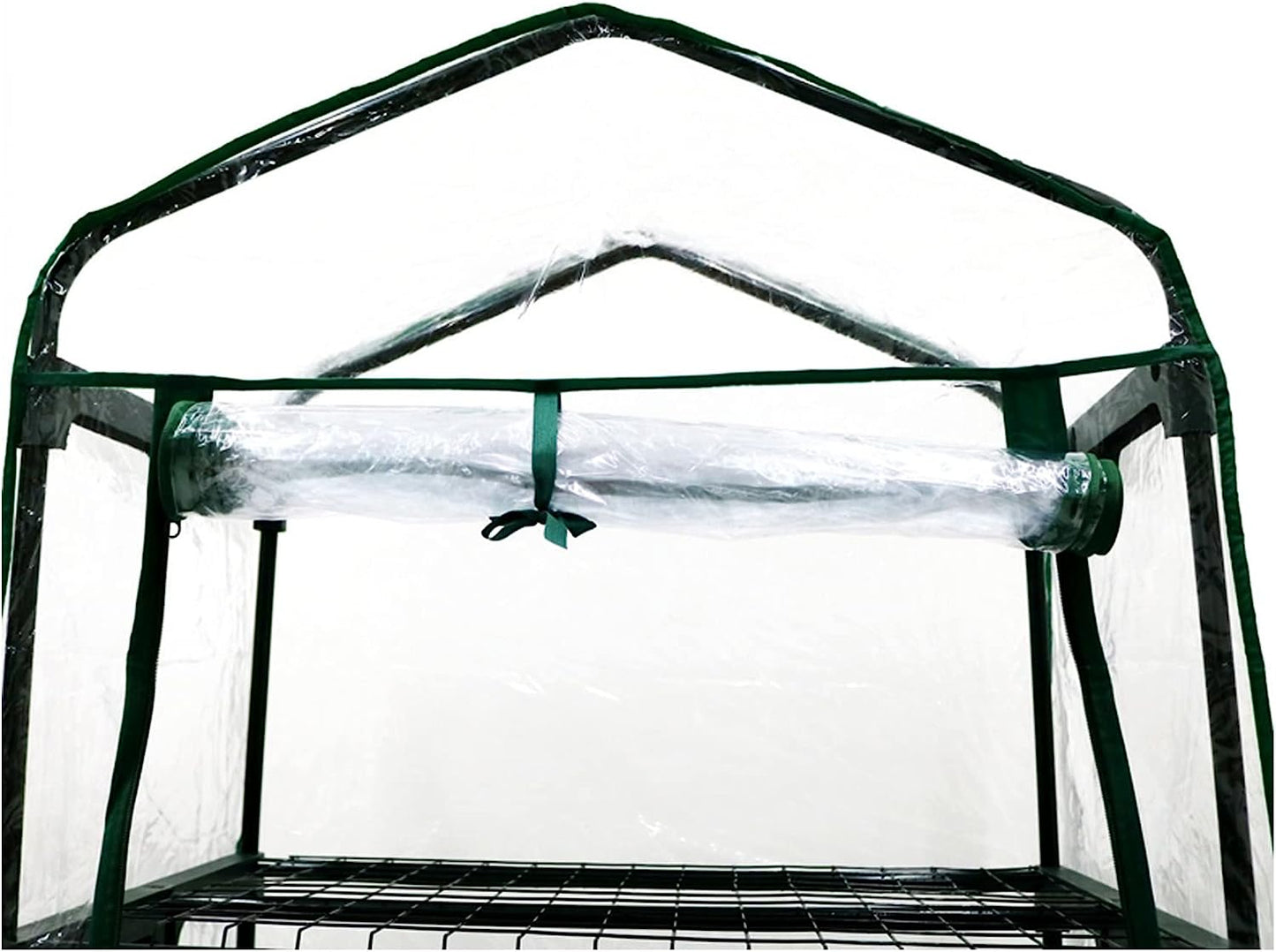 4 Tier Compact Outdoor Garden Green House With Shelves & Roll Up Zip Panel Door