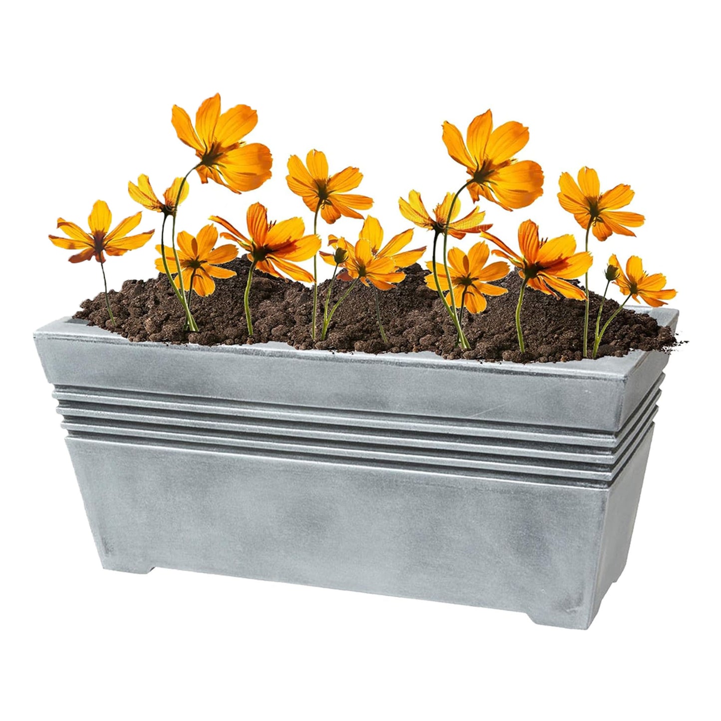 Home Garden Tall Or Square Grey Venice Trough Planters For Flowers & Plants