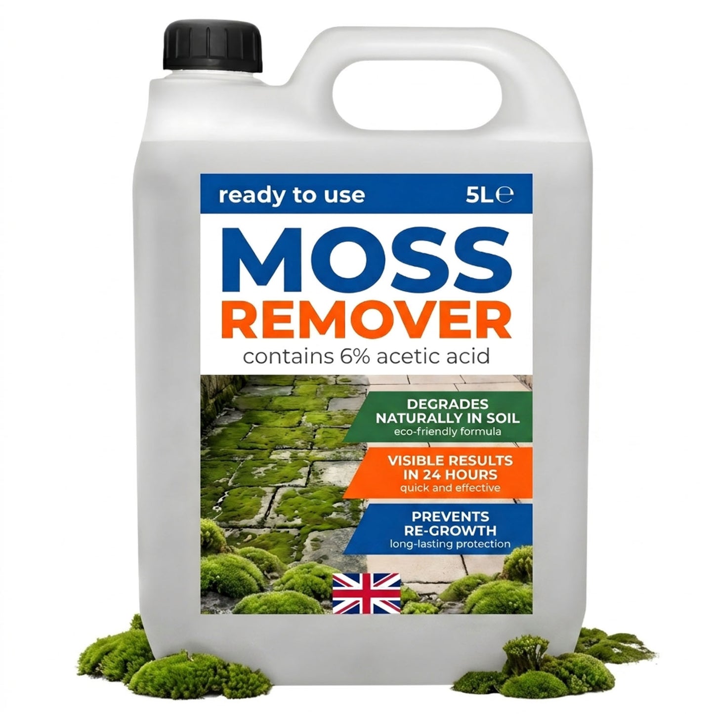 5 Litre Fast Acting Moss Remover Ideal For All Outdoor Hard Surfaces