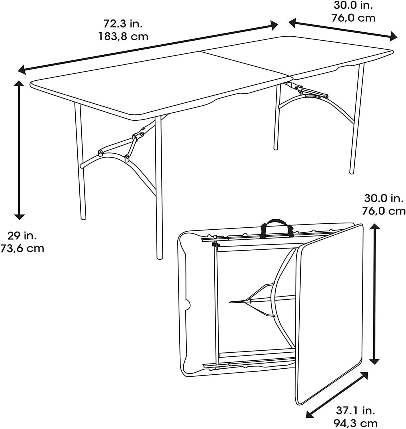 Indoor Outdoor Large Foldaway 6ft Heavy Duty Picnic Table With Carry Handles