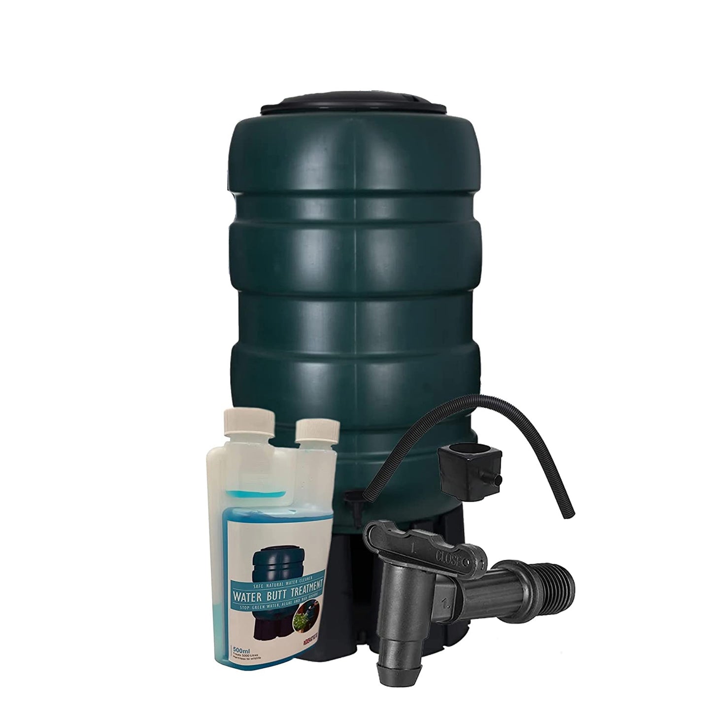 Selection Of Green Water Butts Rain Collectors Complete With Stand Kit & Treatment Cleaner