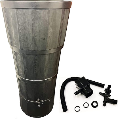 150 Litre Wood Grain Effect Water Butts Rain Collector Complete With Stand Tap Diverter Kit & Lid