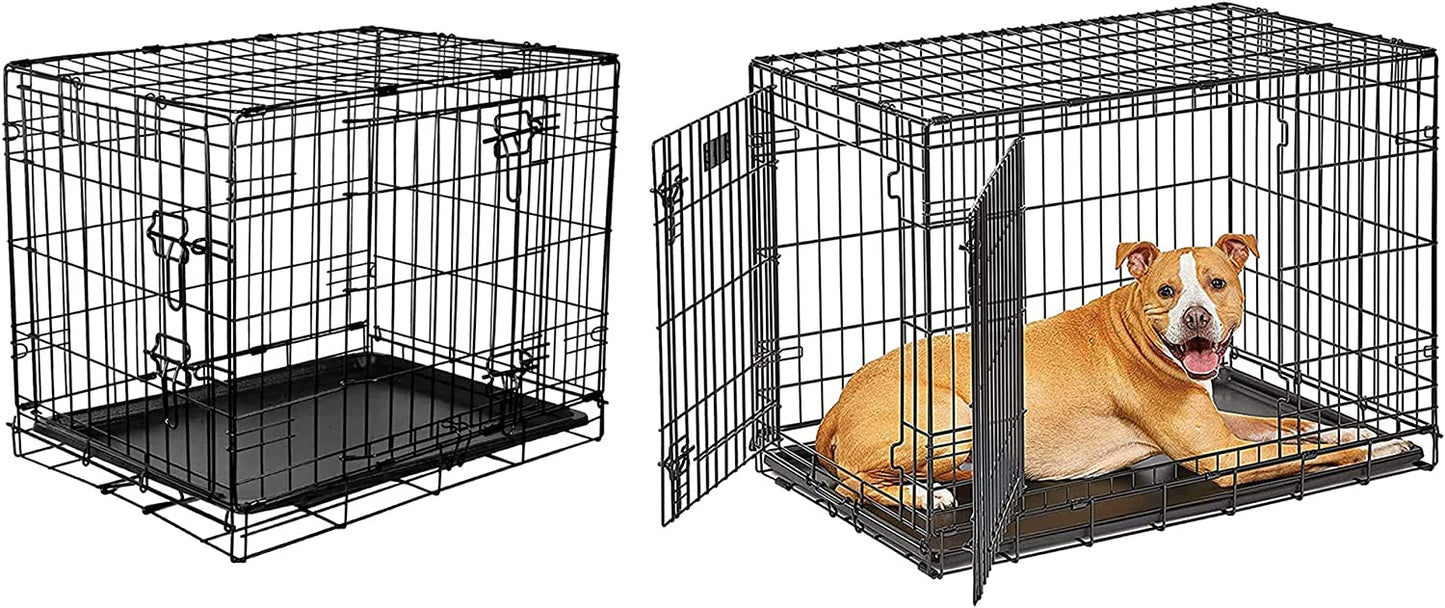 2 Door Folding Durable Steel Rust Resistant Training & Travelling Dog Puppy Cage Carrier
