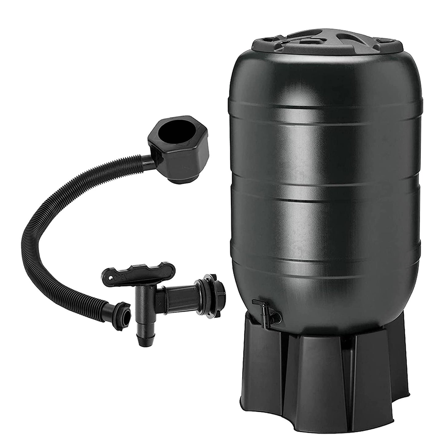 Black Outdoor Water Butts 100L or 210L Rain Collector Complete With Stand & Kit