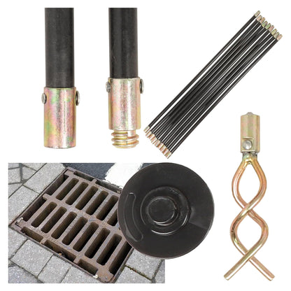 Domestic Drainage 12pc Drain Unblocker Rod Set With Plunger, Rods & Worm