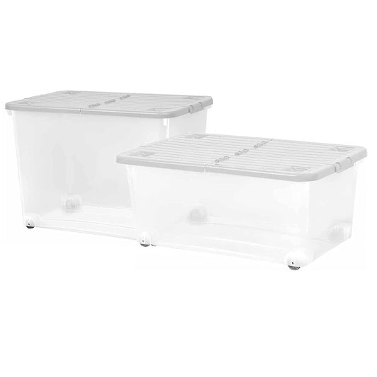 Strong Stackable Folding Split Lids Storage Containers Home Office Versatile Containers With Wheels